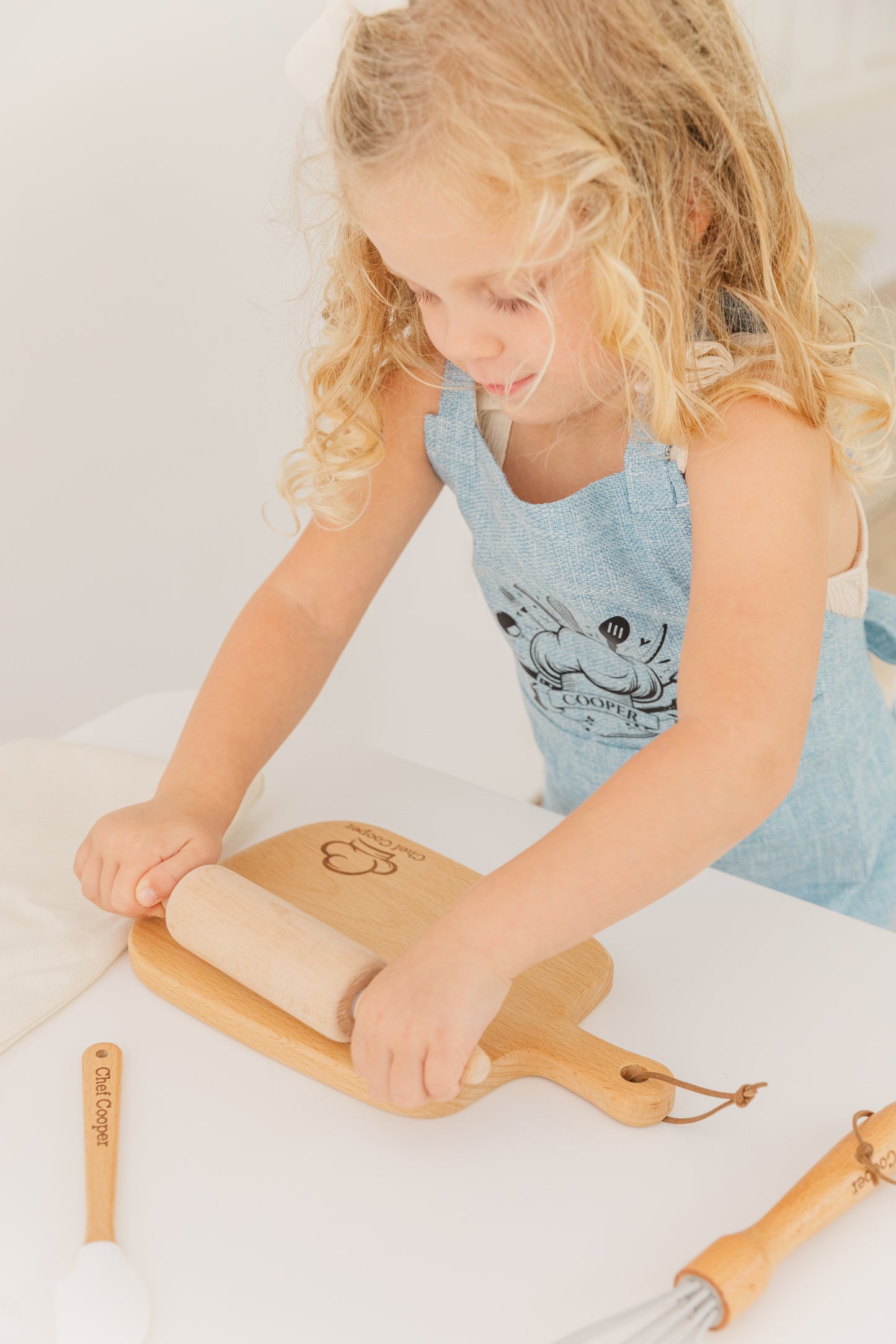 Personalized Kids Baking Set – Custom Chef Apron & Wooden Kitchen Tools – Gift for Little Bakers, Toddler Birthday Gift
