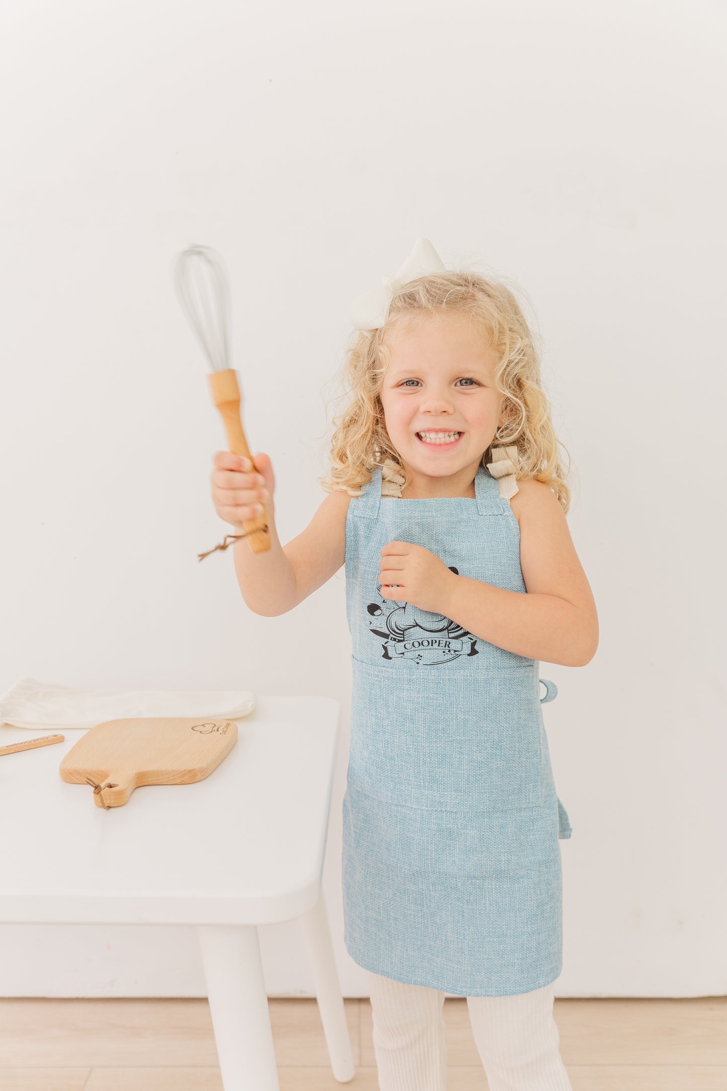 Personalized Kids Baking Set – Custom Chef Apron & Wooden Kitchen Tools – Gift for Little Bakers, Toddler Birthday Gift