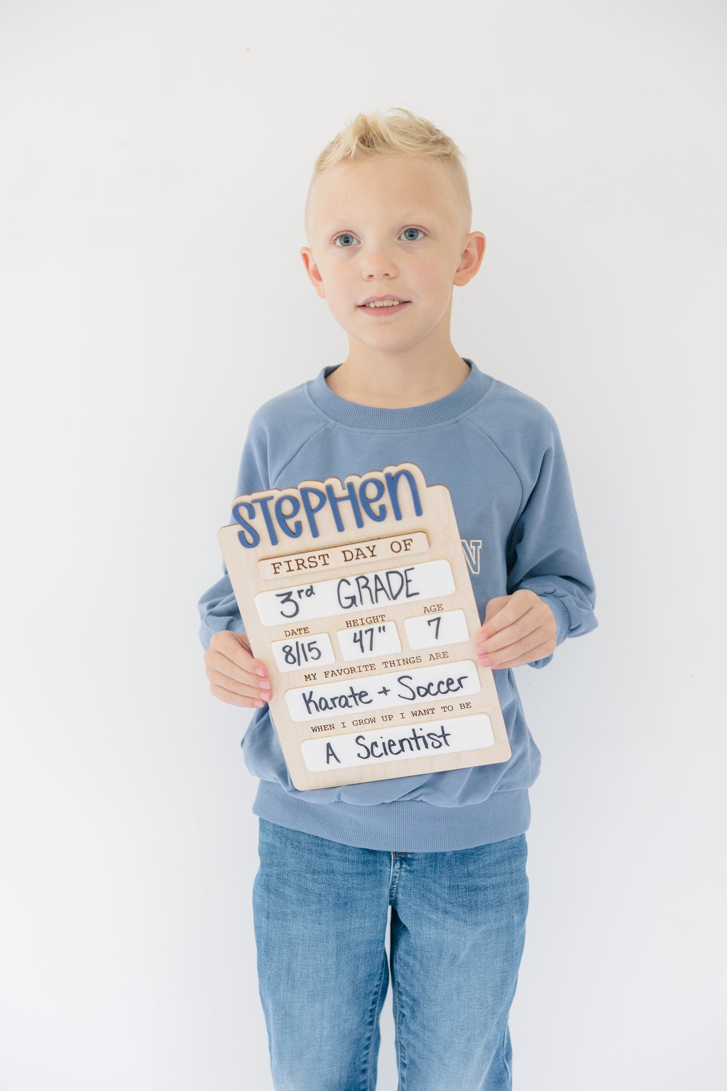 Personalized Back to School Sign – First Day & Last Day of School Reusable Board | Custom Name Photo Prop for Kids