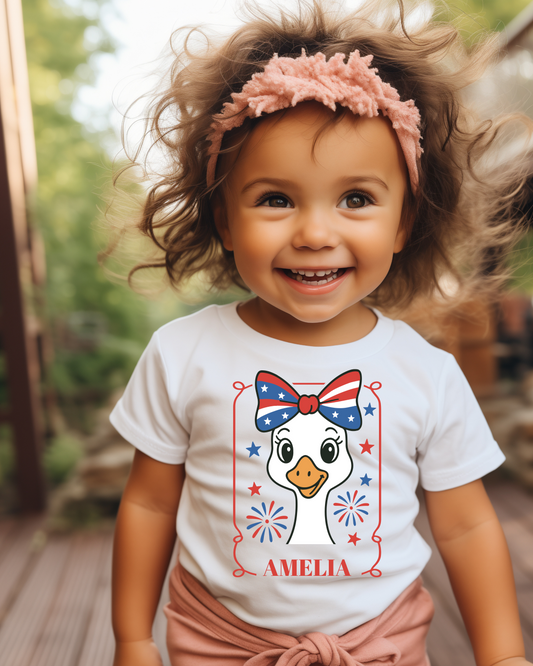 Personalized 4th of July Goose T-Shirt for Toddlers – Custom Name Tee