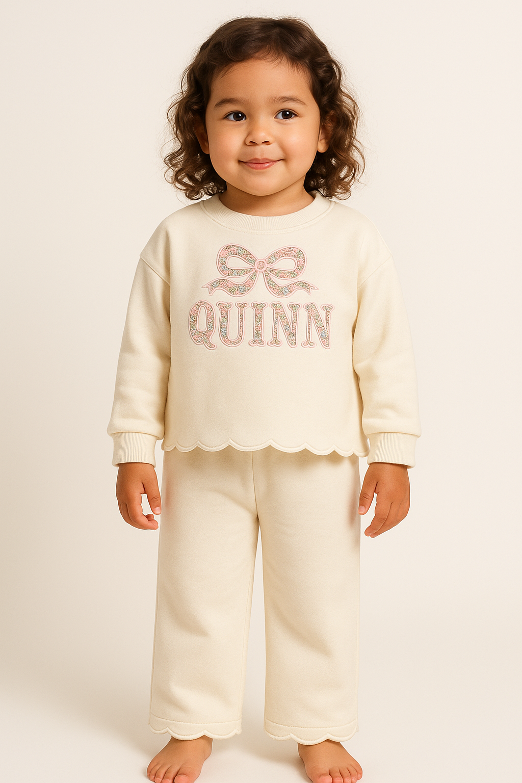Scallop Lounge Set – Personalized Embroidered Name Set (Toddlers & Big Girls)