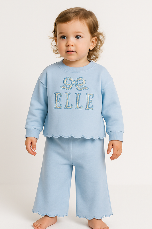 Scallop Lounge Set – Personalized Embroidered Name Set (Toddlers & Big Girls)