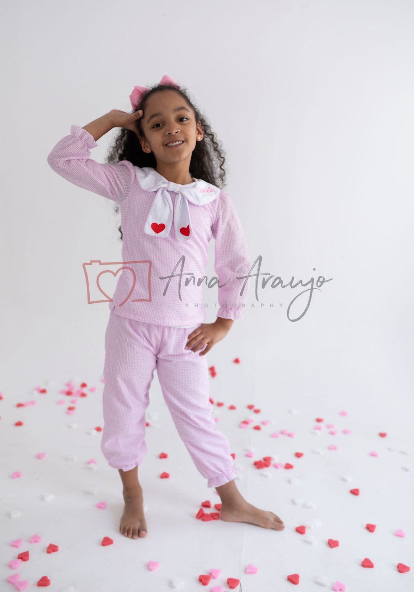 Valentine Seersucker Outfit for Girls – Heart Collar Dress, Romper & Pant Set | Baby, Toddler + Kids | Sibling Matching