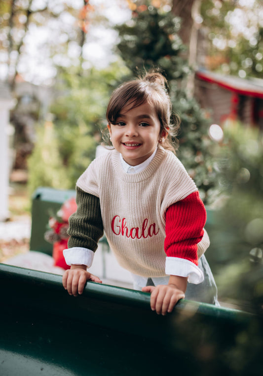 Personalized Oversized Christmas Sweater | Matching Family Holiday Knit for Babies, Toddlers & Adults