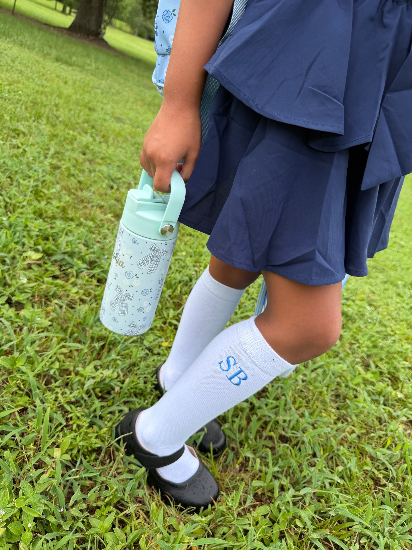 Personalized Monogram Knee High Socks for Girls | Custom Embroidered School Socks