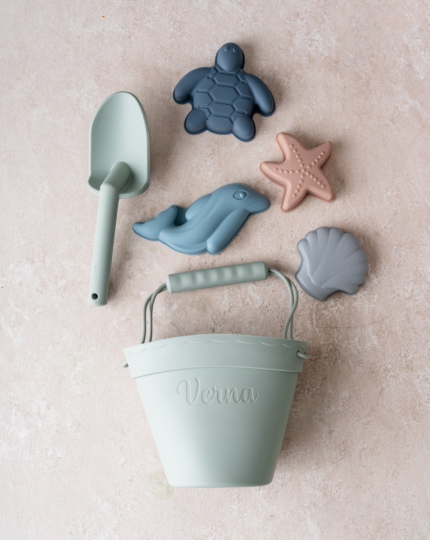 Personalized Silicone Summer Kids Beach Set, Custom Silicone Beach Toy, Custom Silicone Beach Bucket