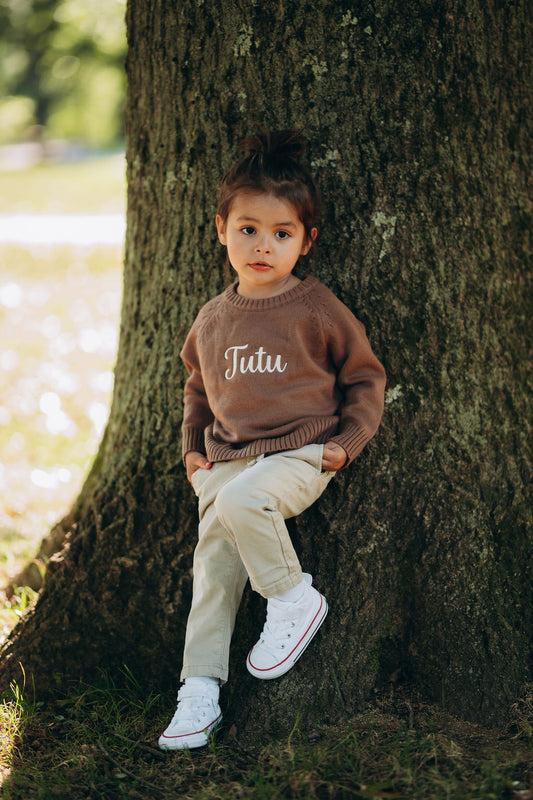 Personalized Kids Fall Sweater with Name Embroidery