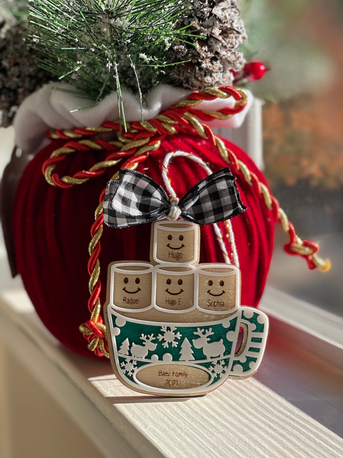 Hot chocolate family ornament