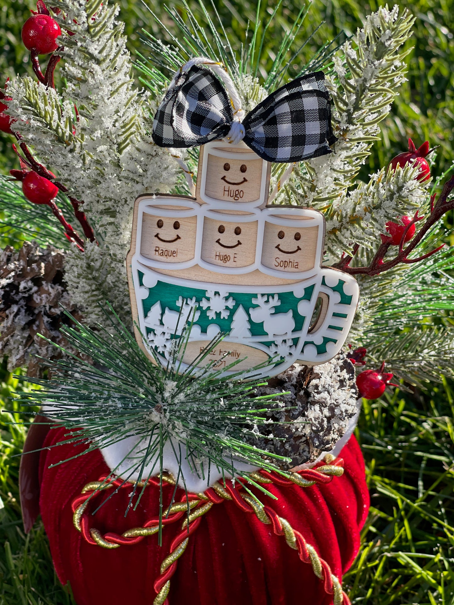Hot chocolate family ornament