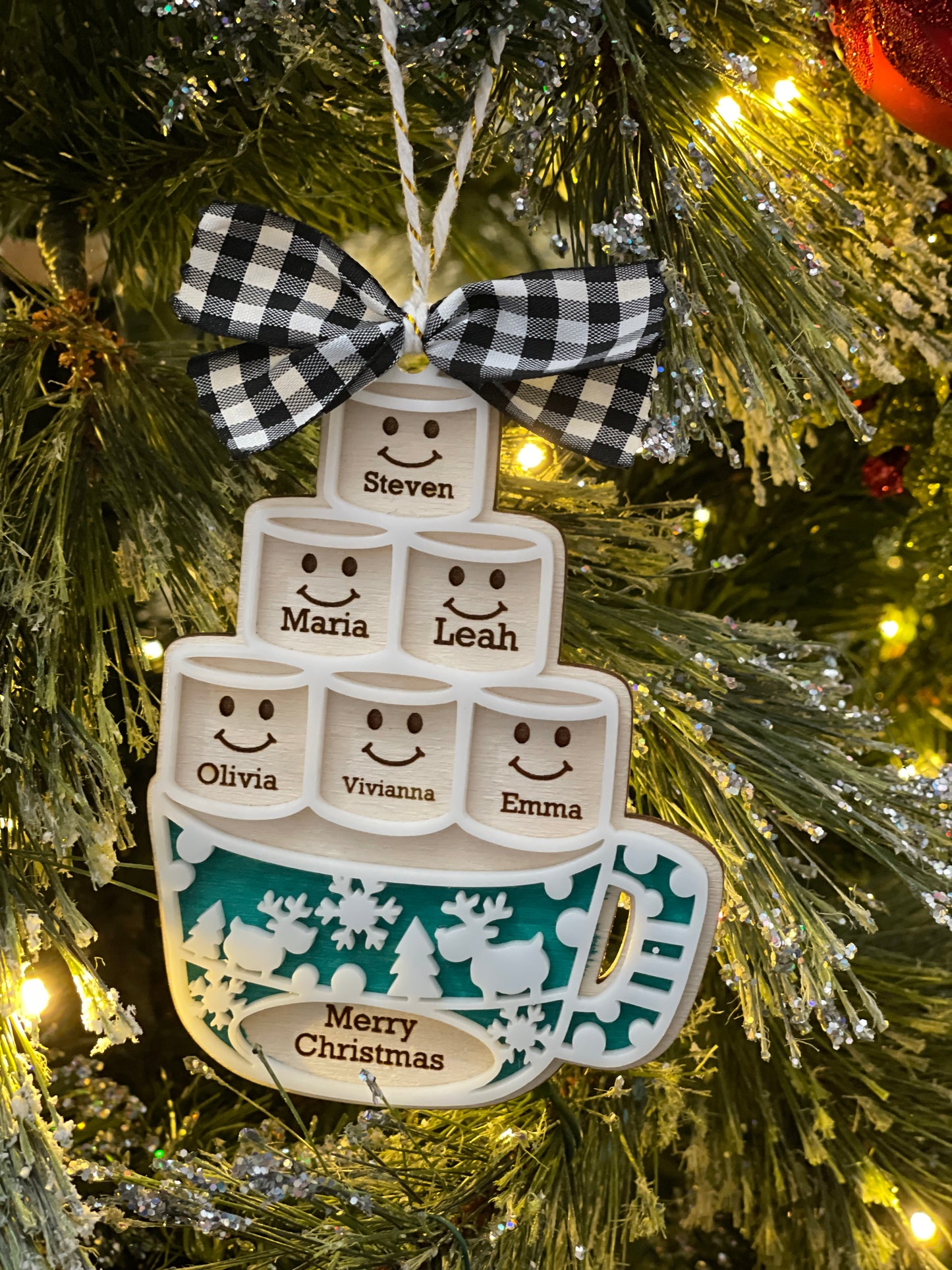 Hot chocolate family ornament