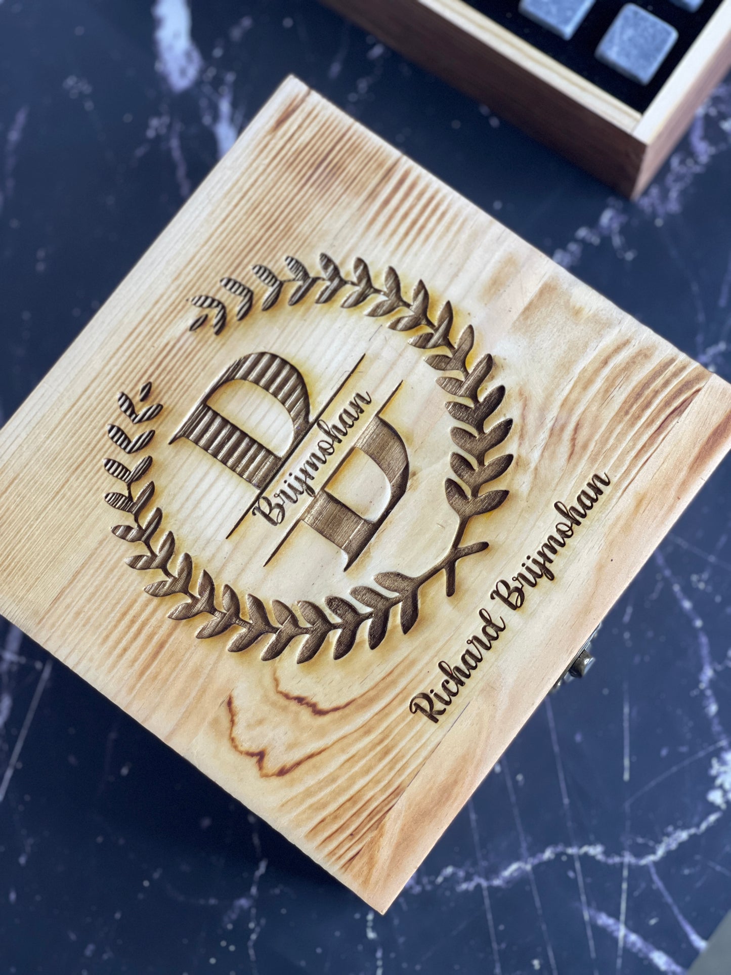 Personalized Wood Box Whiskey Glass Set | Wood Box Set | Custom Box Set | Wood Gift Box | Custom Wood Gift  | Whiskey Stones | Whiskey Gifts
