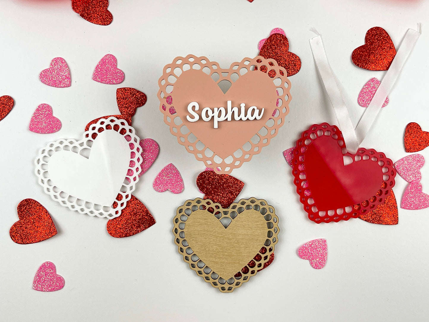 Valentine’s day heart doily tag