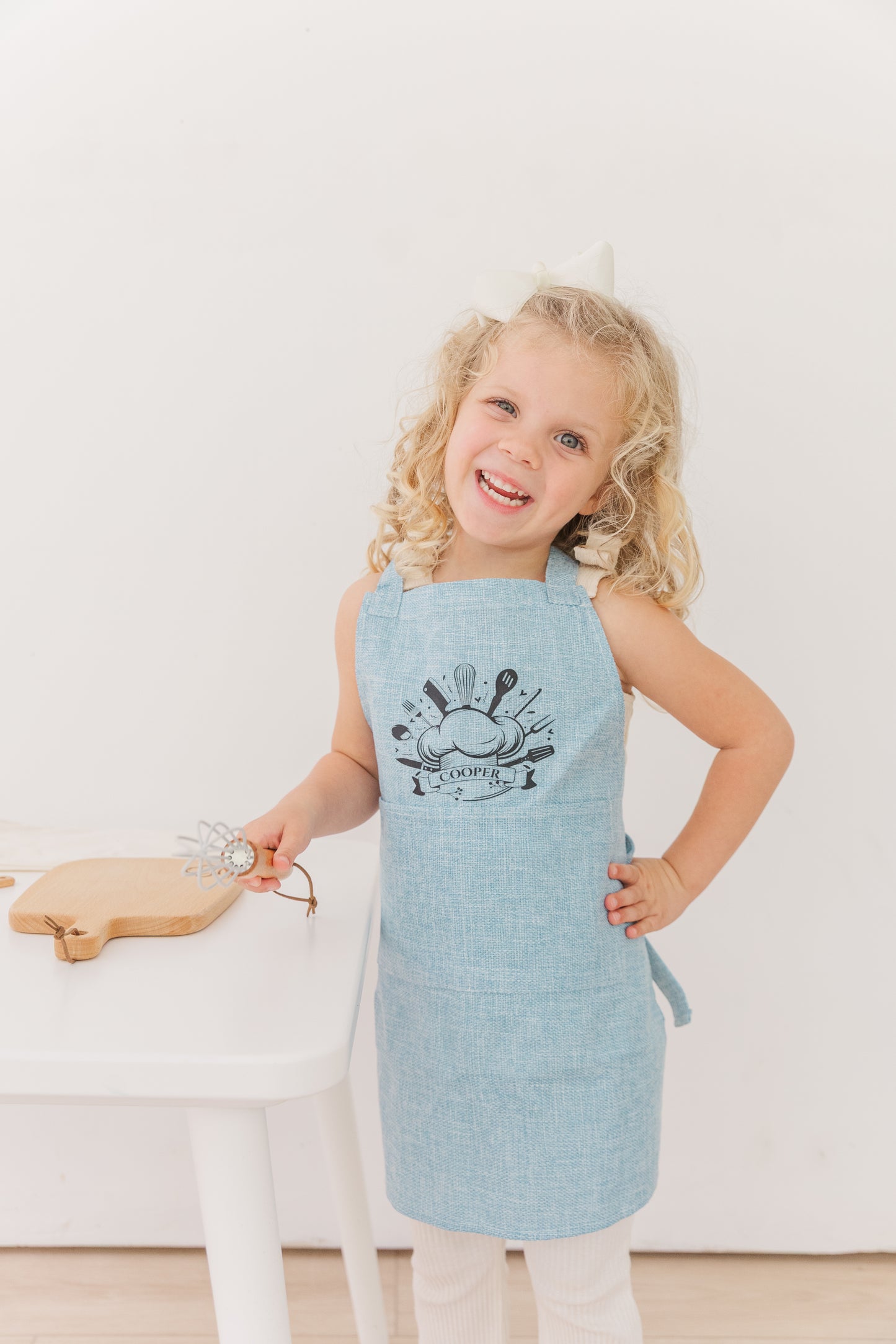 Personalized Kids Baking Set – Custom Chef Apron & Wooden Kitchen Tools – Gift for Little Bakers, Toddler Birthday Gift