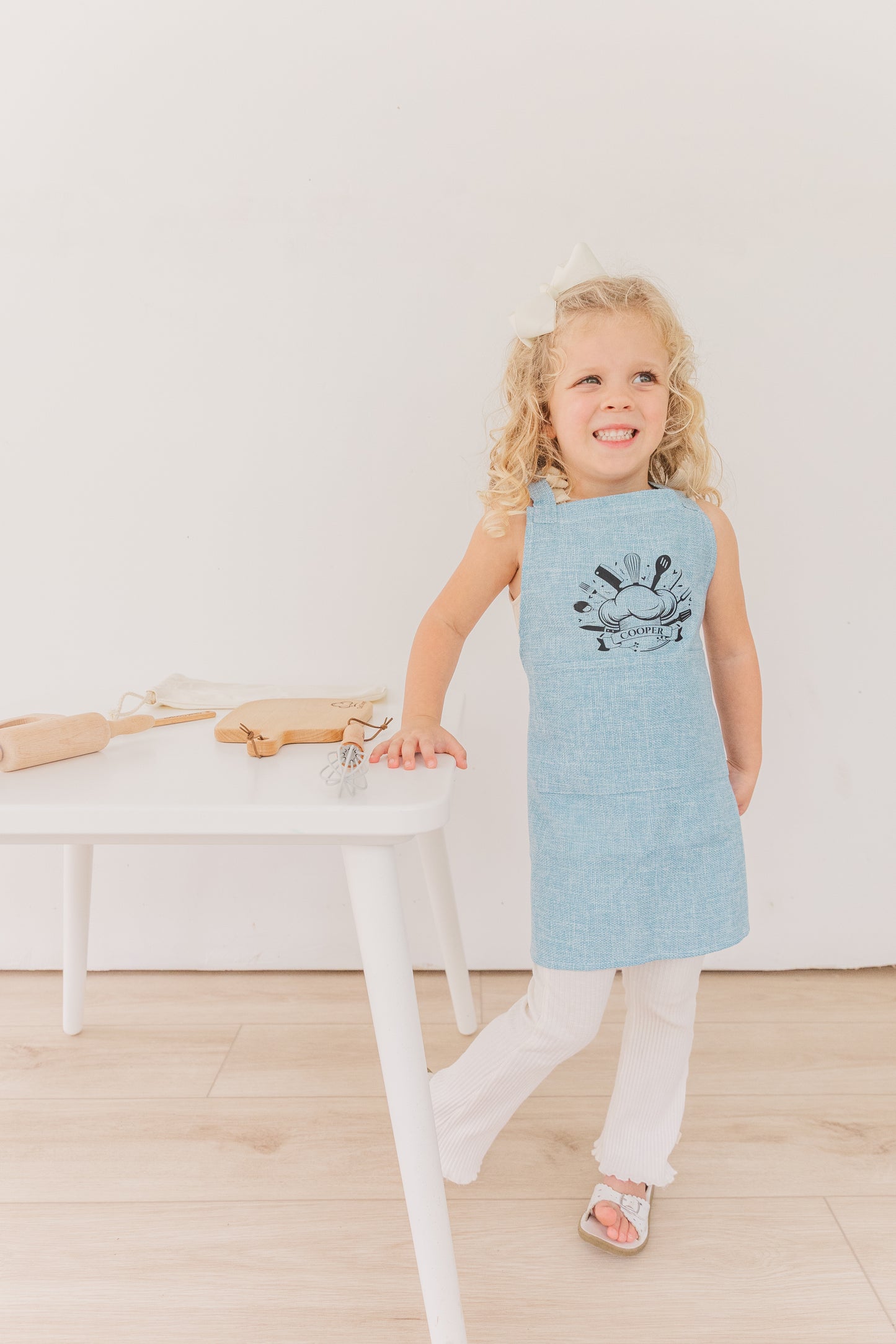 Personalized Kids Baking Set – Custom Chef Apron & Wooden Kitchen Tools – Gift for Little Bakers, Toddler Birthday Gift