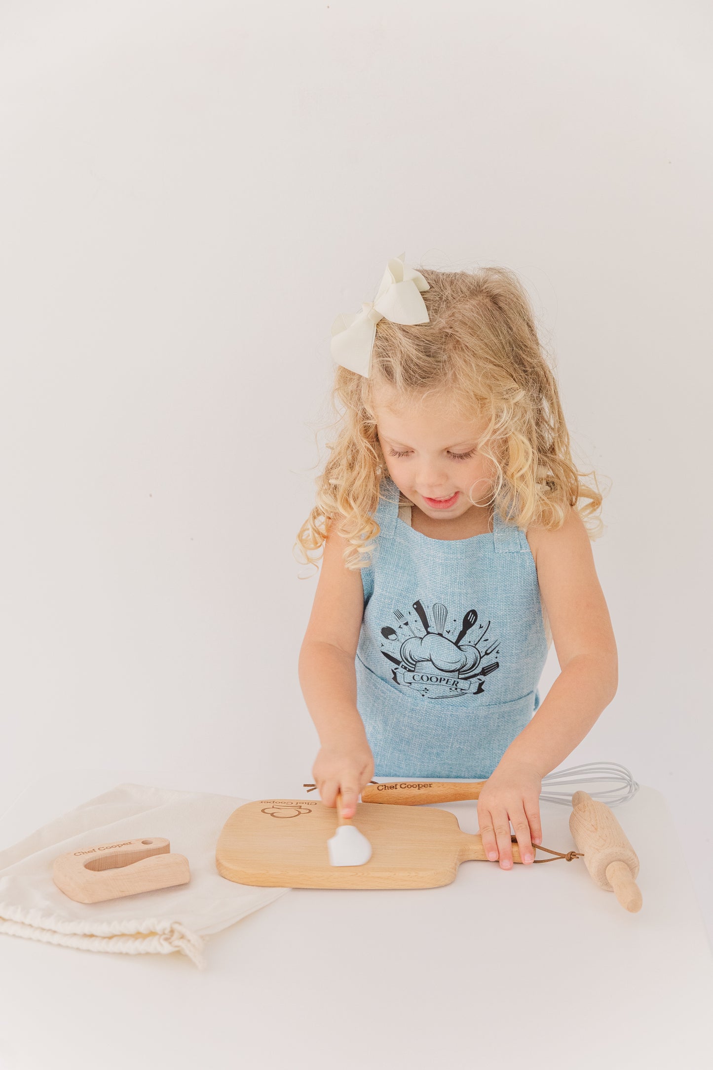 Personalized Kids Baking Set – Custom Chef Apron & Wooden Kitchen Tools – Gift for Little Bakers, Toddler Birthday Gift