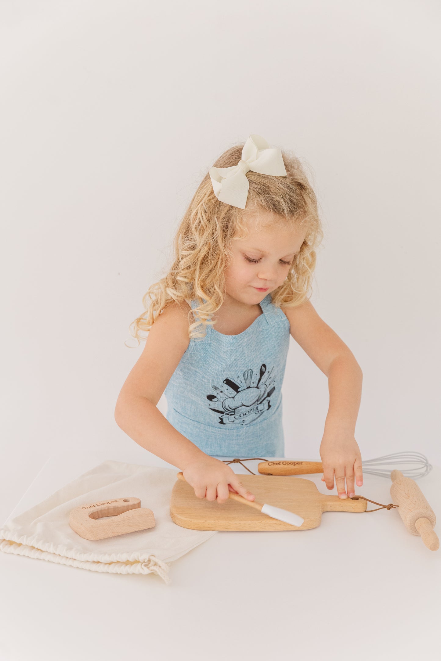 Personalized Kids Baking Set – Custom Chef Apron & Wooden Kitchen Tools – Gift for Little Bakers, Toddler Birthday Gift