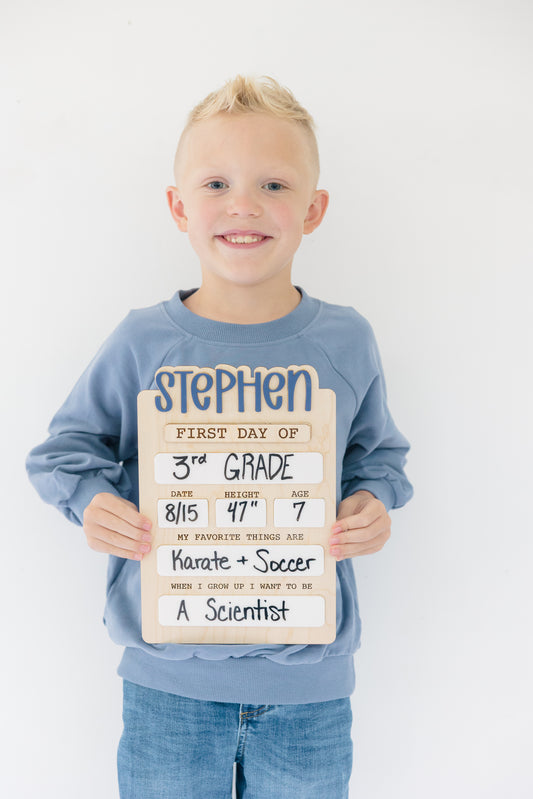 Personalized Back to School Sign – First Day & Last Day of School Reusable Board | Custom Name Photo Prop for Kids