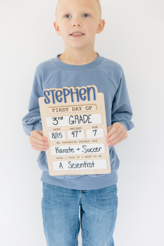 Personalized Back to School Sign – First Day & Last Day of School Reusable Board | Custom Name Photo Prop for Kids