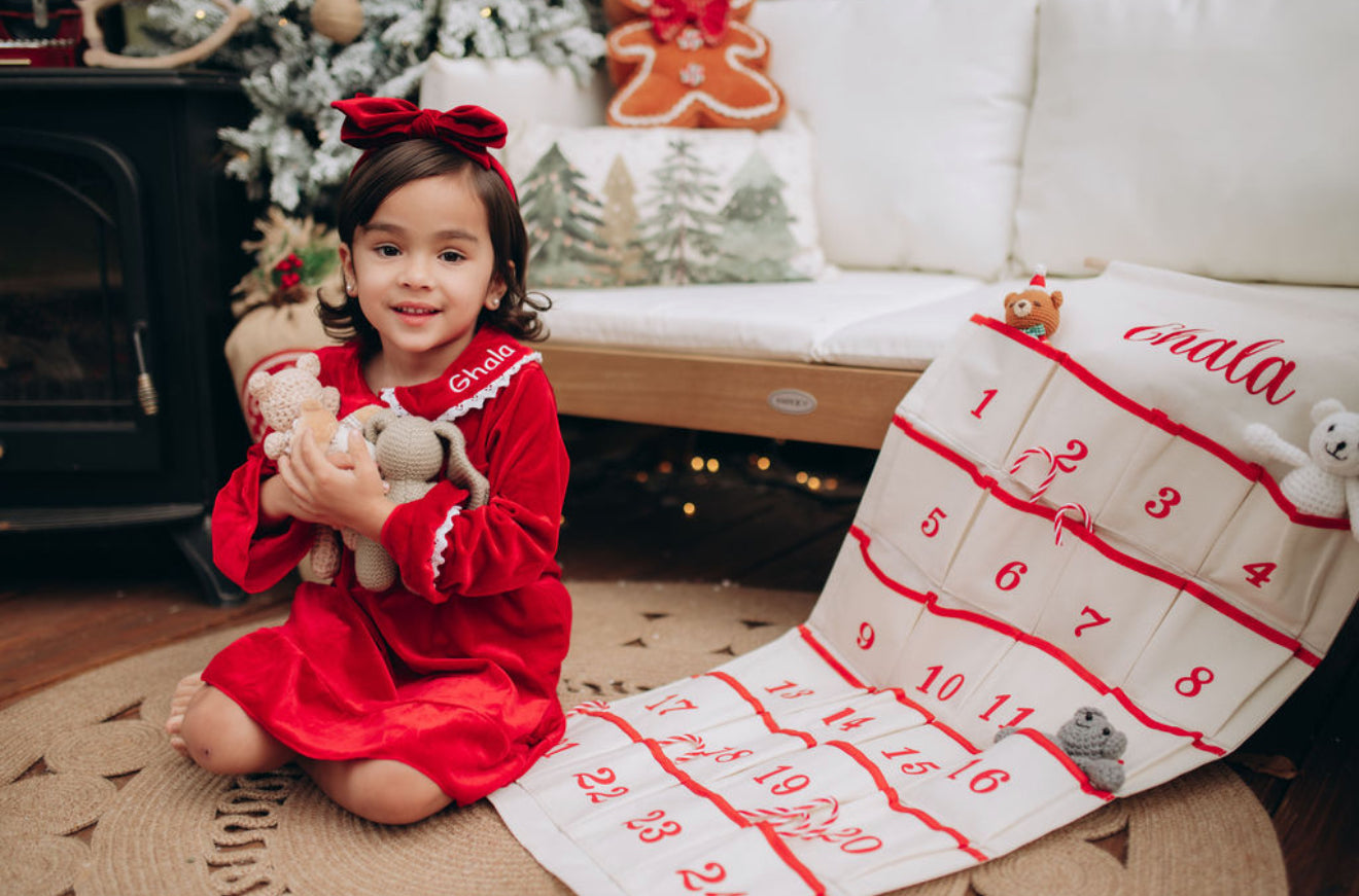 Personalized Embroidered Advent Calendar | Custom Name Christmas Countdown Wall Hanging