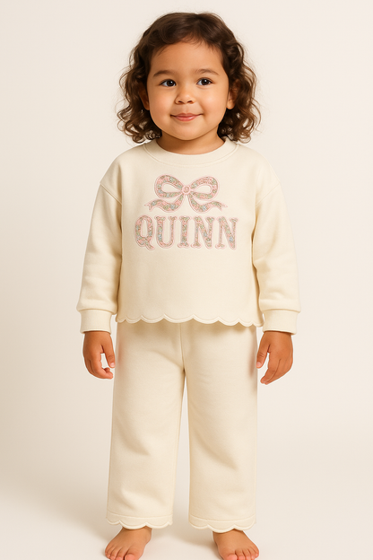 Scallop Lounge Set – Personalized Embroidered Name Set (Toddlers & Big Girls)