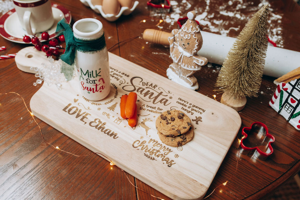 🎄 Personalized Santa Cookie Tray – Christmas Eve Board for Kids, Holiday Treat Plate for Santa & Reindeer – Custom Engraved Christmas Gift 🎅