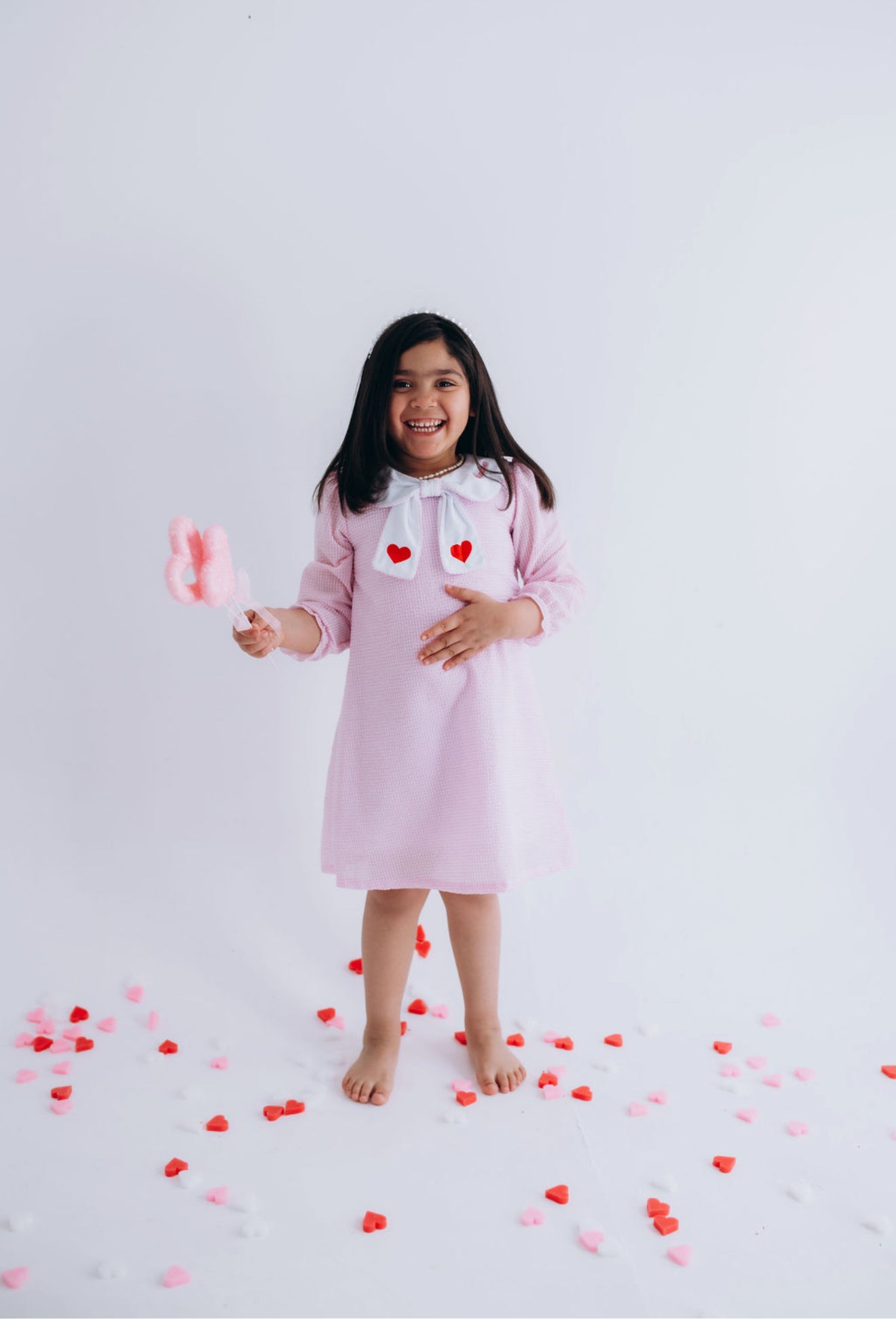 Valentine Seersucker Outfit for Girls – Heart Collar Dress, Romper & Pant Set | Baby, Toddler + Kids | Sibling Matching