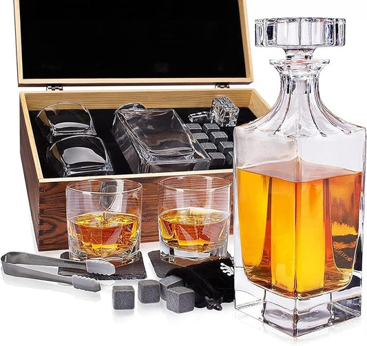 Personalized Wooden Decanter Whiskey Set