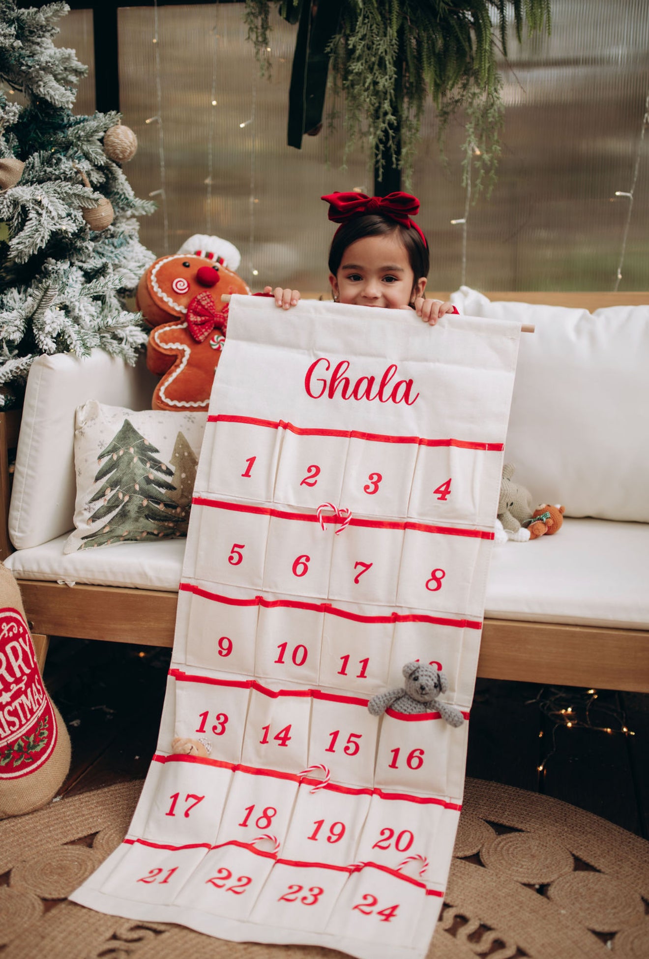Personalized Embroidered Advent Calendar | Custom Name Christmas Countdown Wall Hanging