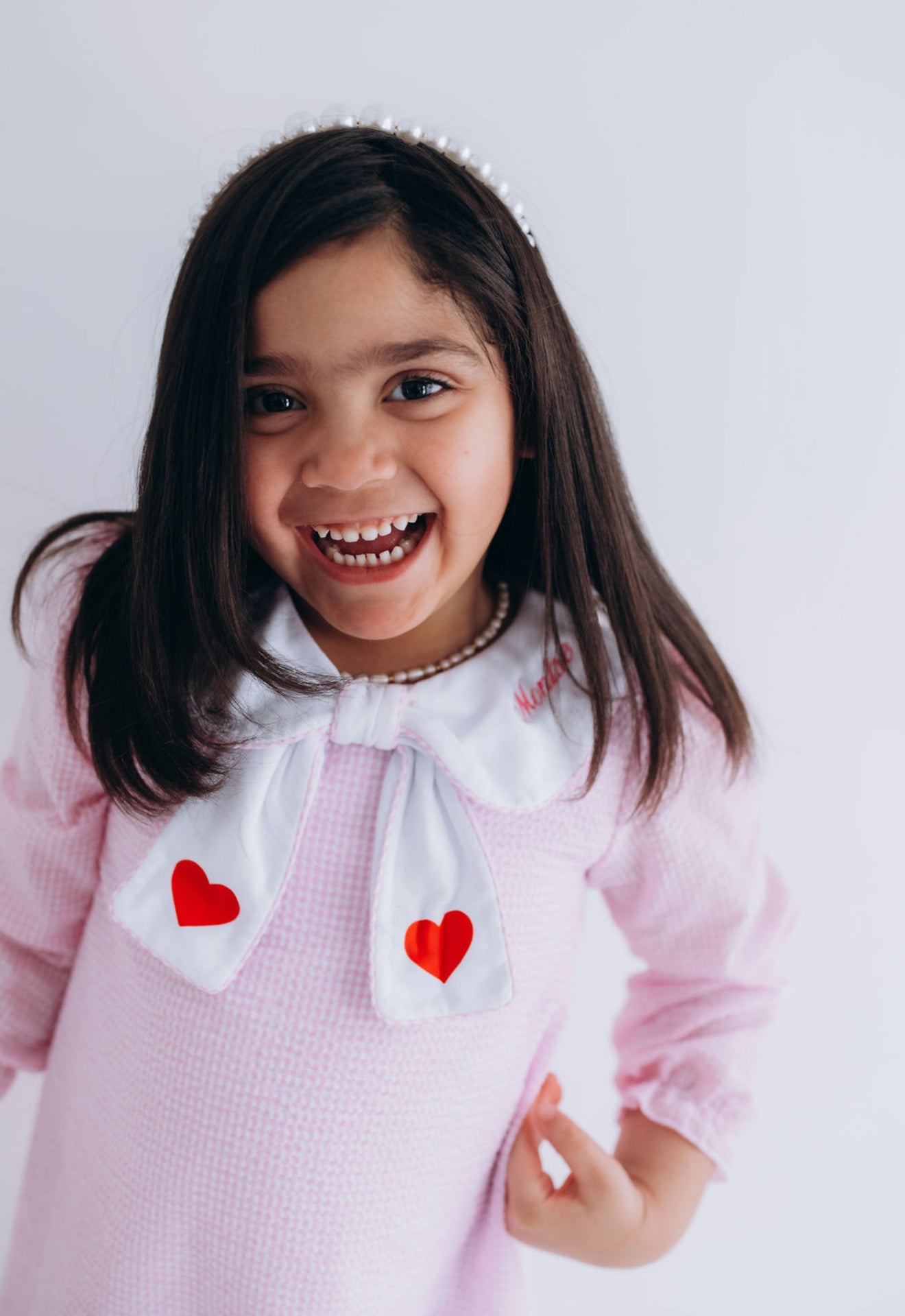 Valentine Seersucker Outfit for Girls – Heart Collar Dress, Romper & Pant Set | Baby, Toddler + Kids | Sibling Matching