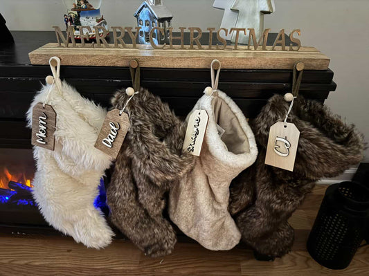 Personalized Stocking Tags – Custom Name Christmas Tags – Wooden Holiday Stocking Name Tags
