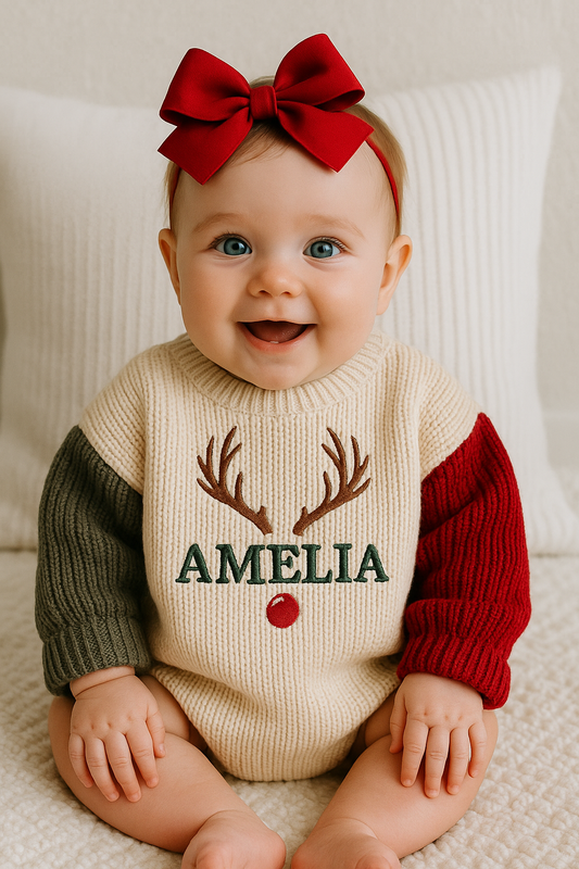 Personalized Oversized Christmas Sweater | Matching Family Holiday Knit for Babies, Toddlers & Adults