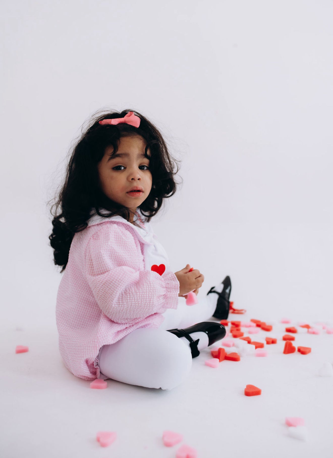 Valentine Seersucker Outfit for Girls – Heart Collar Dress, Romper & Pant Set | Baby, Toddler + Kids | Sibling Matching