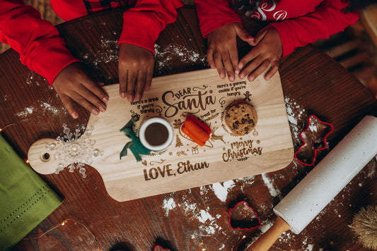 🎄 Personalized Santa Cookie Tray – Christmas Eve Board for Kids, Holiday Treat Plate for Santa & Reindeer – Custom Engraved Christmas Gift 🎅