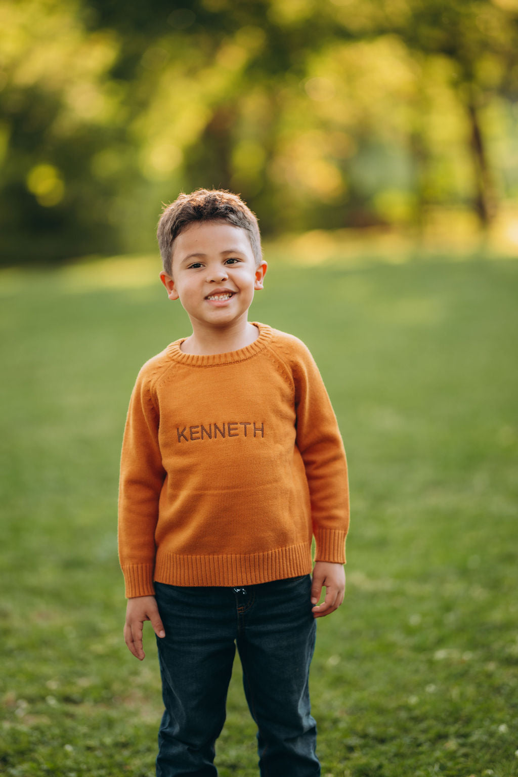 Personalized Kids Fall Sweater with Name Embroidery