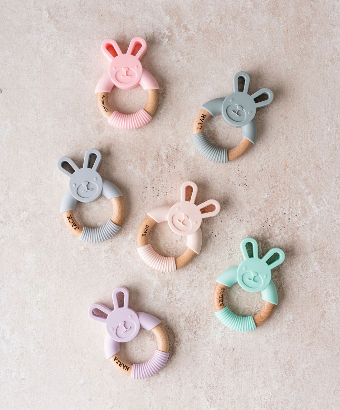 Personalized Silicone + Wood Teether