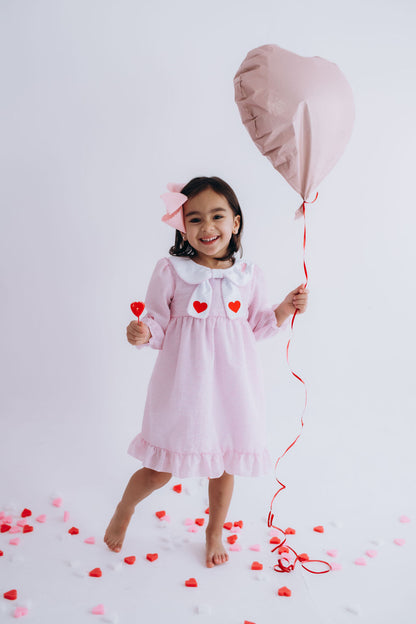 Valentine Seersucker Outfit for Girls – Heart Collar Dress, Romper & Pant Set | Baby, Toddler + Kids | Sibling Matching