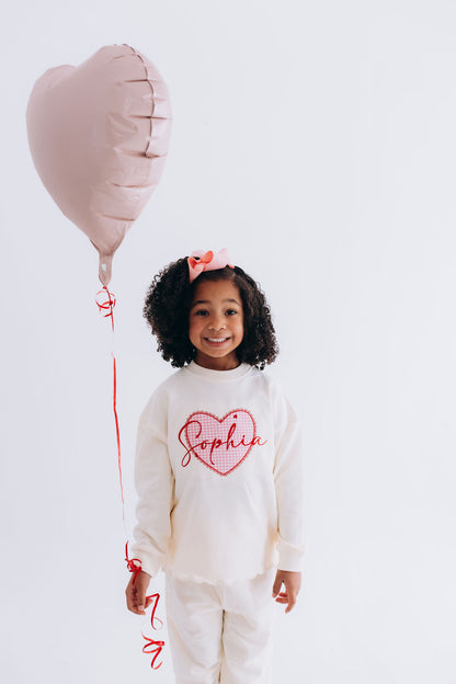 Valentines day Scallop Lounge Set – Personalized Embroidered Name Set (Toddlers & Big Girls)