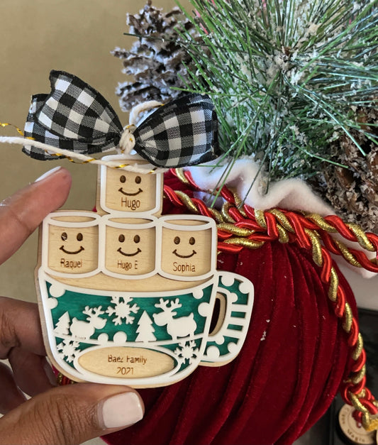 Hot chocolate family ornament