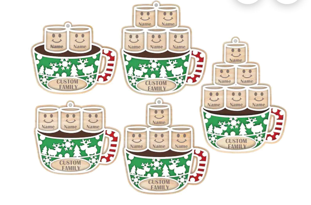 Hot chocolate family ornament