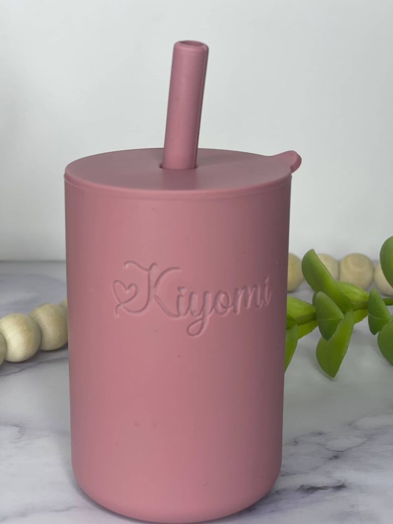 Custom Name Silicone Sippy Cup With Straw for Baby 6 Months, No
