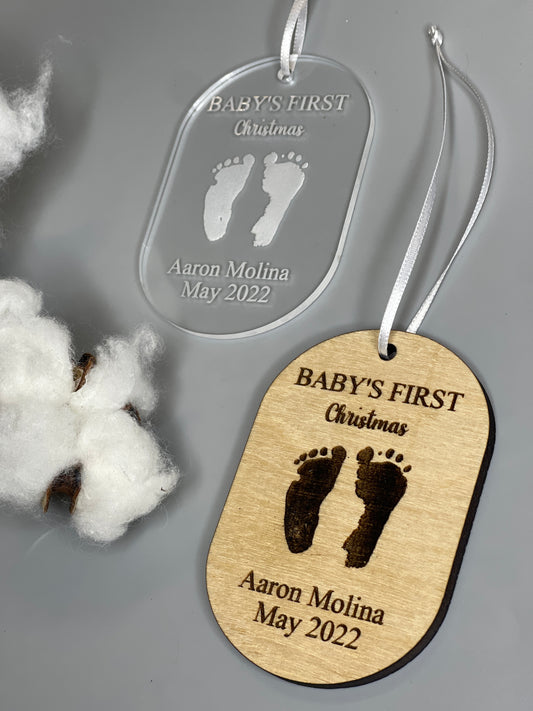 Baby's First Footprint Christmas Ornament
