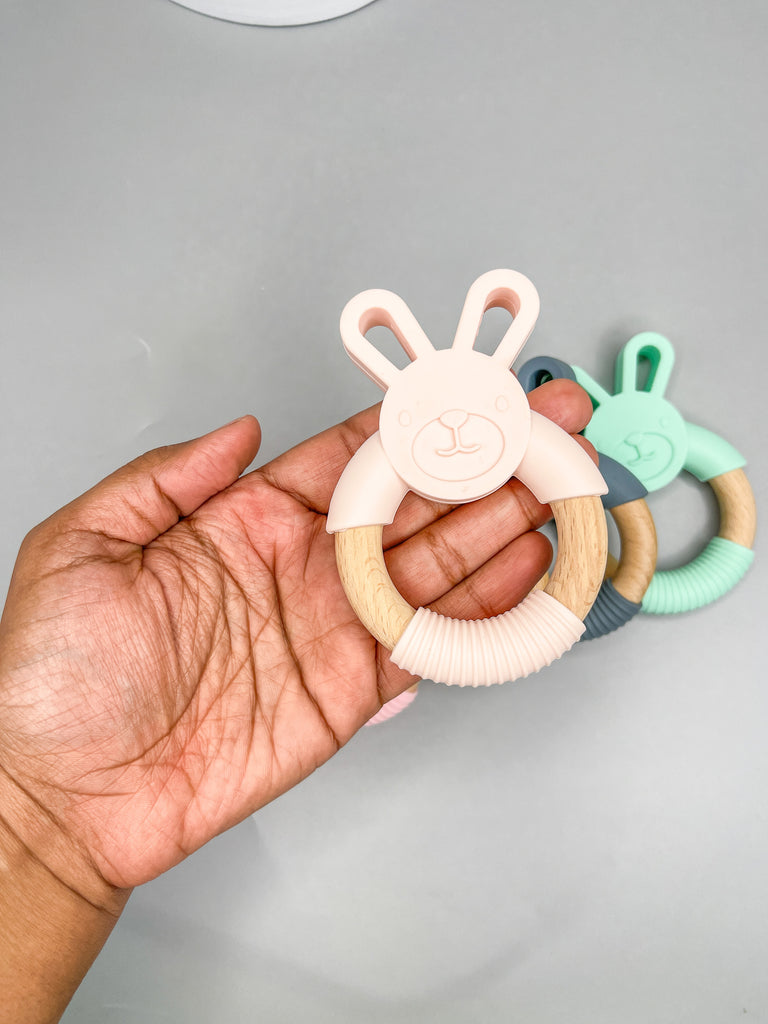 Personalized baby teether, engraved teether, Food grade silicone fox teether, silicone baby teether, wooden baby teether, baby silicone toy