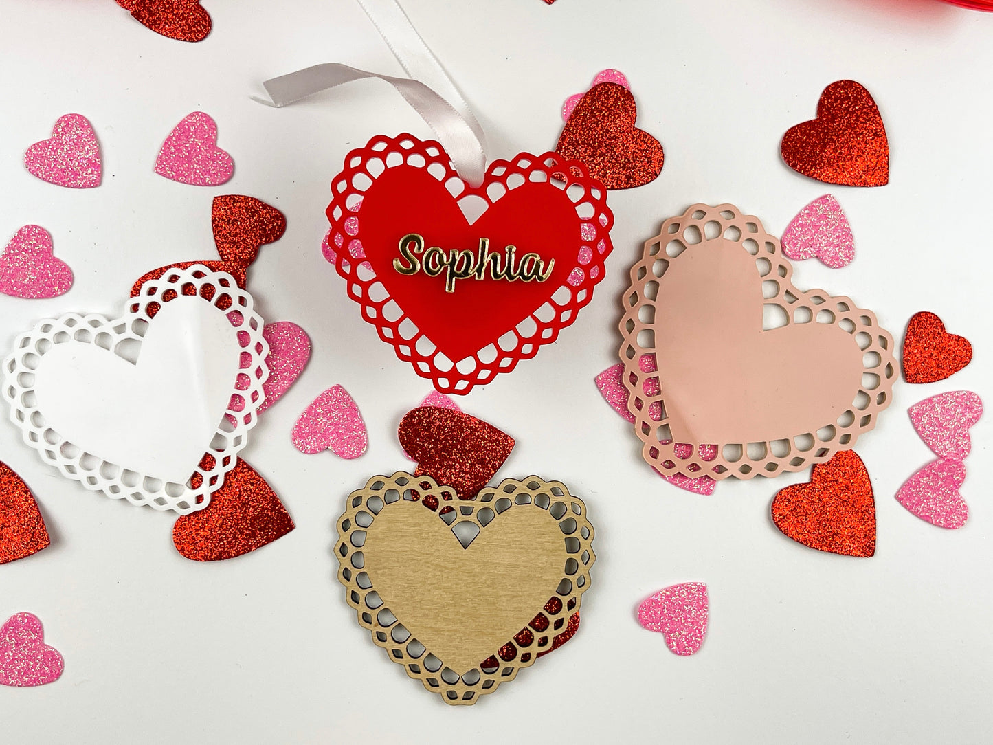 Valentine’s day heart doily tag