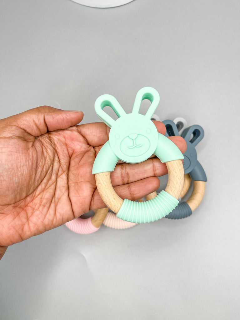 Personalized baby teether, engraved teether, Food grade silicone fox teether, silicone baby teether, wooden baby teether, baby silicone toy