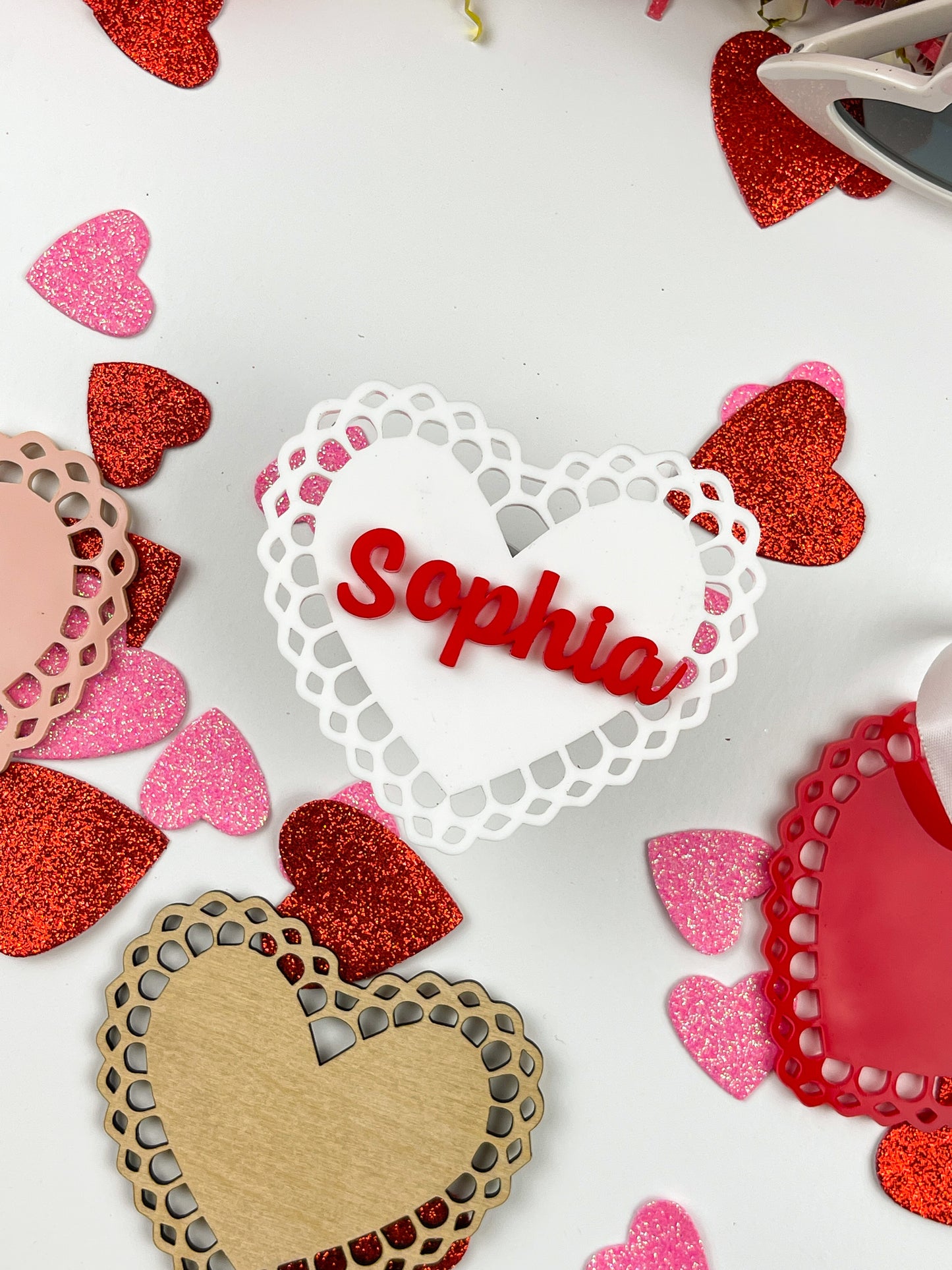 Valentine’s day heart doily tag